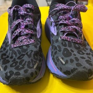 Brooks Black and Purple Leopard Running Shoes